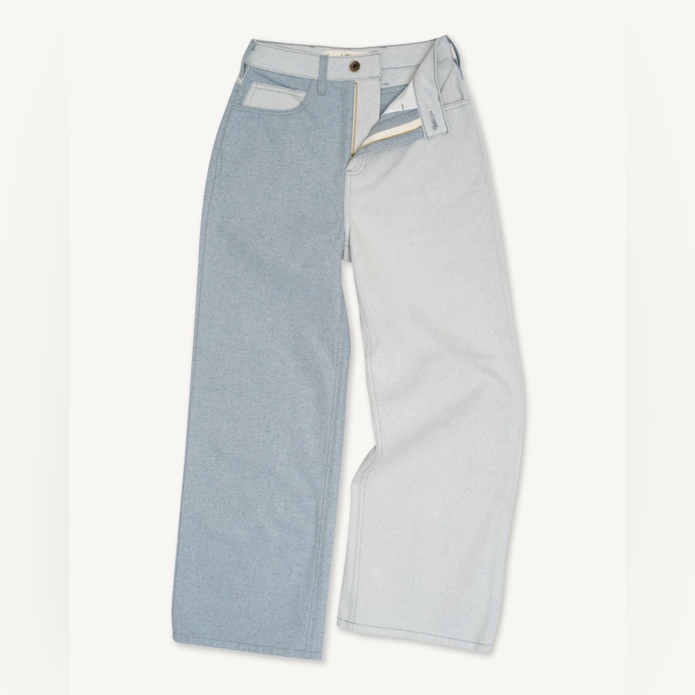 Two-Tone Blue and White Women Jeans
